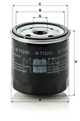 MANN FILTER W 712/20 Yag Fıltresı Vag 