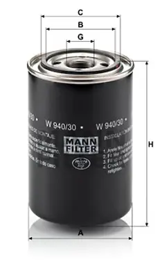 MANN FILTER W 940/30 Fıltre 14503447