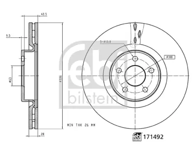 FEBI BILSTEIN 171492 On Fren Dıskı - Focus 08>11 2.5 Rs 2.5 1569253