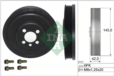 INA 544 0083 20 Krank Kasnagı Caddy Iı Iıı A3 A4 A5 T5 Altea Leon Golf Iv V Jetta Iıı Passat 1,9tdı 2,0tdı 02> 3M216B320AA 4L105243 MN980453