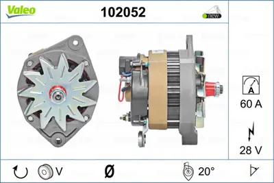 VALEO 102052 Alternator 24v 60a A14n30m 