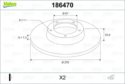 VALEO 186470 Fren Dıskı Arka W202 95>00 W203 00>07 Cl203 04>08 W210 96>02 C208 97>02 W124 93>95 A2034230112