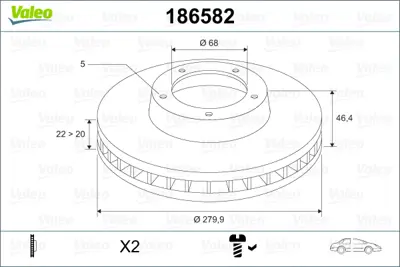 VALEO 186582 Fren Dıskı Ön 8E0615301P