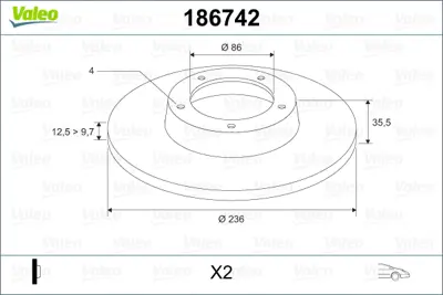 VALEO 186742 Fren Diski Ön X2 Daewoo Matiz 0.8s. 0.8 Se 08.98- 96320531 96455424