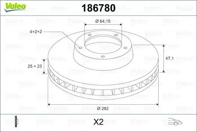 VALEO 186780 Fren Diski Ön X2 Honda Accord Vıı Cg/Ch 1.8 İ. 2.0 Td. 2.0 İ. 2.3 İ 98-03 45251S1AG00