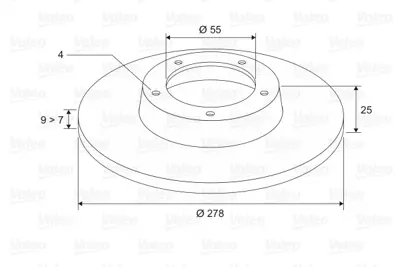 VALEO 197111 Arka Fren Aynası Duz Yarıs 06>13 278x4 424310D060