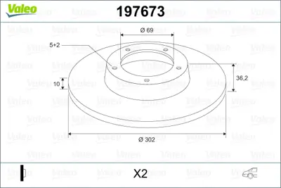 VALEO 197673 Fren Diski Arka X2 Cıtoen C4 Aırcross 04.12 Fren Diski Binek 1609901080 4615A168
