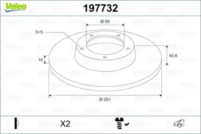 VALEO 197732 Fren Dıskı Arka Fıat 500l 0.9 1.3d 1.4 1.6d 12> Egea 15> 52067390