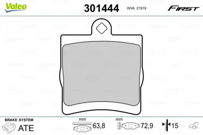 VALEO 301444 Fren Balatası Arka W202 95>00 S202 96>00 W203 00>07 Cl203 08>11 W210 95>00 R170 96>00 R171 04>11 A0044209120