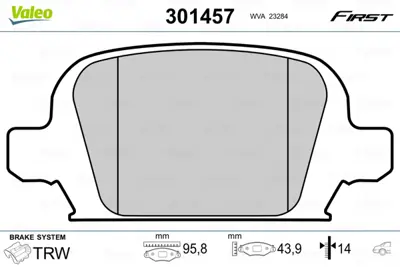 VALEO 301457 Arka Fren Balatası (Dısk Icın) Corsa C Tıgra B 93190218