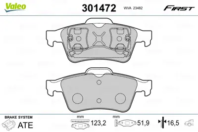 VALEO 301472 Arka Fren Balatası Laguna Iı Iıı Vectra C C Max Focus Iı 04 /> Focus Iı C Max (03 07) Connect 1,8tdc 44060BA00F 7701207996