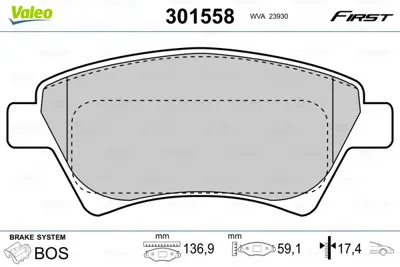 VALEO 301558 On Fren Balatası Megane Iı Scenıc Iı 1,4 / 1,5dcı / 1,6 / 1,9dcı / 2,0 Kangoo 1,9dcı 01> 7701209697
