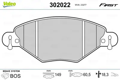 VALEO 302022 On Fren Balatası C5 1.8 2.0 16v Hdı 425346