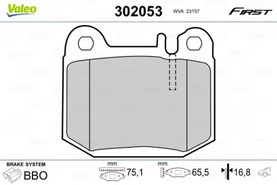 VALEO 302053 Fren Balatası Arka Ml-Class W163 98>05 A1634201120