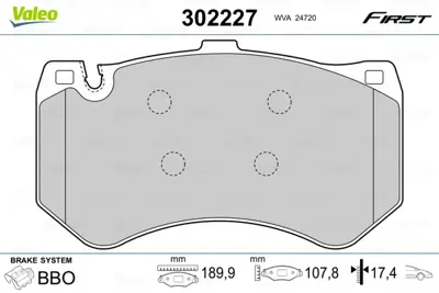 VALEO 302227 Fren Balatası On W205 14> C218 11>17 W212 11>16 W222 14> R231 12> Amg Gt C190 16> A0074207120