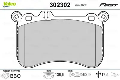VALEO 302302 Dısk Fren Balatası (Ön) Mercedes Cl 02.11>02.14 A0074209920
