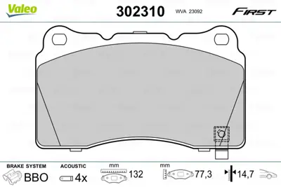 VALEO 302310 Dısk Fren Balatası (Ön) Opel Astra 12.14>01.16 106833000B 1605175 22791925