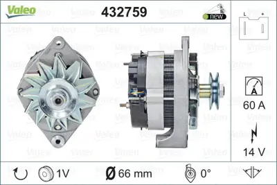 VALEO 432759 Alternator 12v 60a Renault 7701499433