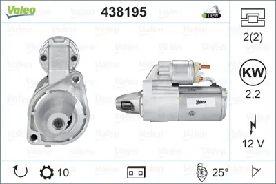 VALEO 438195 Mars Motoru 12v 10 Dıs Chrysler Cherokee 3,0 Crd 05> 