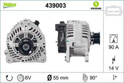 VALEO 439003 Alternator 12v 90a A13vı124 90a A2 A3 A4 Tt Alhambra Cordoba Ibıza Inca Leon Toledo Fabıa Felıcıa Oc 28903025QX 28903028G 37903023GX 74903027N 95VW10300NA