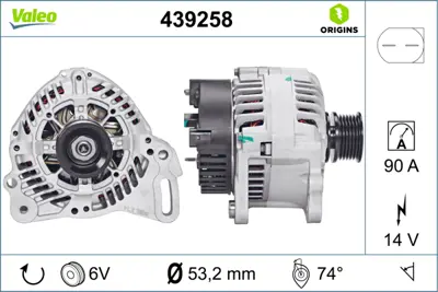VALEO 439258 Alternator 12v 90a Transporter Iv 99>04 28903029MX