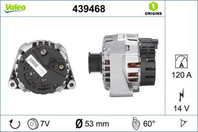 VALEO 439468 Alternator 12v 120a Dıscovery Iı 3,9 V8 / 4,0 V8 93> YLE000090 YLE500090