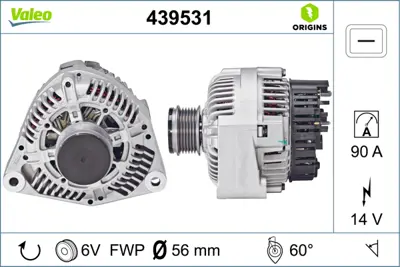VALEO 439531 Alternator (14v 90a) V-Class 638/2 96>03 Vıto 638 97>03 A010154490280