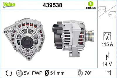 VALEO 439538 Alternator (14v 115a) Smart Forfour (454) 04>06 Mıtsubıshı Colt Vı 04>08 MN960266