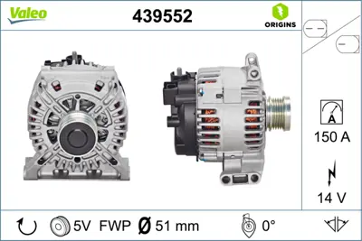 VALEO 439552 Alternator (12v 140a) A-Class W169 04>12 B-Class W245 05>11 A6401540502
