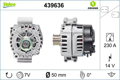 VALEO 439636 Alternator Sarj Dınamosu 220 A 14 V Bmw F10 F07 F01 E70 E71 E72 F12 F13 12317603782