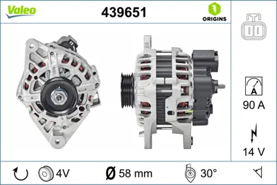 VALEO 439651 Alternator 12v 90a Valeo Tıp Accent 1,3 1,5 1,6 2000 2010 Elantra 1,6 2000 2006 Getz 1,3 1,4 2002 20 