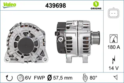 VALEO 439698 Alternator 12v 180a C4 C5 Scudo P407 Tepee (439620) 5705JF 5705NG 9661544880