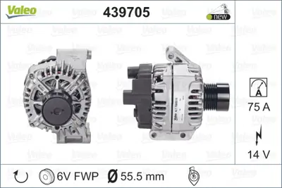 VALEO 439705 Alternator 14v 75a Lınea Punto 1,3d Astra H Merıva Corsa 1,3 Cdtı 