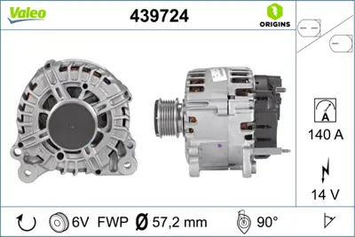 VALEO 439724 Alternator 12//140/A A3 Golf Vı Octavıa 09>13 Caddy 11> Jetta 11>18 Tıguan 08>18 4B903023BX