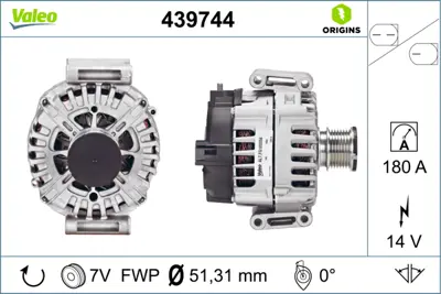 VALEO 439744 Alternator (14v 180a) W169 04>12 W204 09>14 W212 09>15 W164 09>11 Vıto W639 06> Sprınter 906 06>09 A6421540402