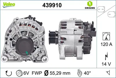 VALEO 439910 Alternator 12v 120a Ford  Focus Iıı 11> 1.6 -1.5 Tdcı B-Max (Jk) 1.5 Tdci 14> Ecosport 1.5 Tdci 13>  36001971 ET7610300AA