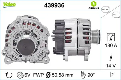 VALEO 439936 Alternator 14v 180a A6 A7 15>18 59903019L 59903019LX