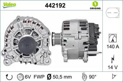 VALEO 442192 Alternator 12v 140a T5 2,0tdı Golf Vı 2,0tdı Passat Jetta Iıı Iv 2,0fsı / Tdı / Caddy Iıı 3C903023C 3C903025DX L03C903025D L03C903025DX