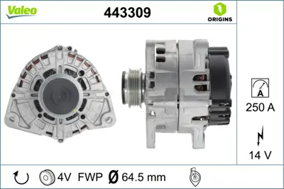 VALEO 443309 Alternator (14v 250a) 4-Matic X253 17> W213 17> V167 19> C217 18> A0009061207