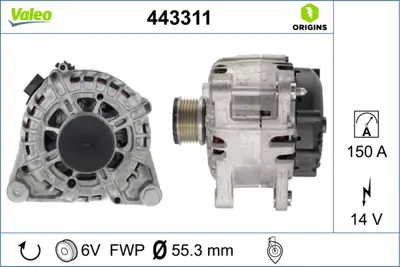 VALEO 443311 Alternator 12v 150a 2008 I-Iı-208 Iı-3008-308 Iı-5008-508 Iı-Expert Iv-Partner-Rıfter-Berlıngo-C3 Iı 9826573480