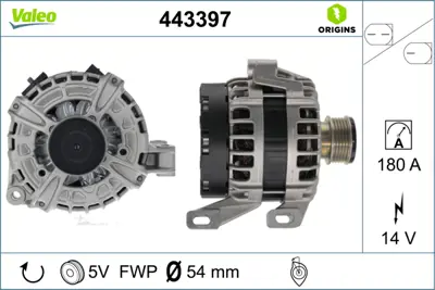 VALEO 443397 Alternator Volvo S60 Iı (134) 2.0 T D3-D4-D5 -T5 04>18  S80 Iı (124) 2.4 D D3-D4-D5 -T5  2.5d 06>16  36001454 6G9N10300JD