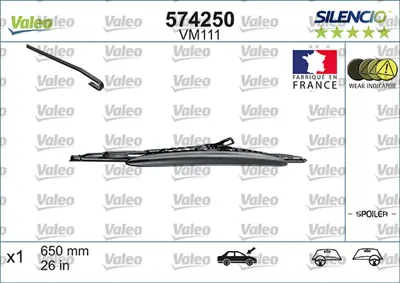VALEO 574250 Silecek Sılencıo Spoilerli 65cm X1 Vm111 Mb A-Klas-P206 98 St 6423L4 8521248100