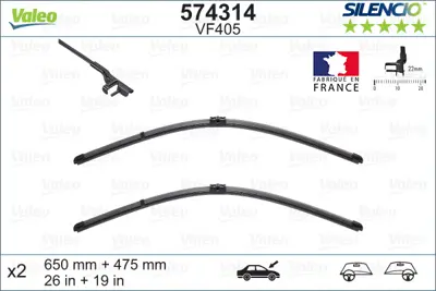 VALEO 574314 On Sılecek Supurgesı (X2) / (Muz Tıpı) Focus Iı 03>08 C Max 04>10 Olcu: 650 / 475mm 1537074