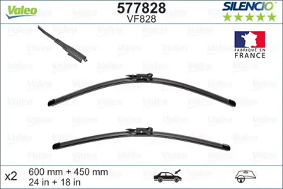 VALEO 577828 Silencio Vf828 X2 600 450mm Ön Bmw 4 Silencio X-Trm Flat Blade Muz Tipi Silecek Binek 61612349870