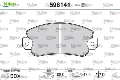 VALEO 598141 Arka Fren Balatası (Tk) Argenta 2000 / 2000 Ie / 2500td / Croma 1600 / 2000 / 2000 Ie / 2000 Ie Turb 9940969