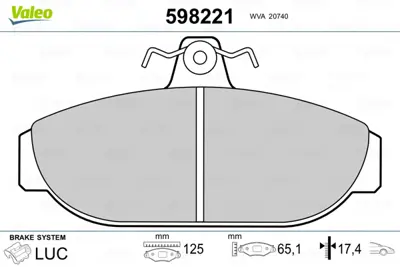 VALEO 598221 On Fren Balatası (Tk) 740 2,0 / 2,3 / 2,3 16v / 2,3 T / 2,4 D / 760 2,3 T / 2,8 / 2,4 Td / 2,4 Tdı / 