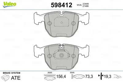 VALEO 598412 Arka Balata Bmw E39 00-03 E38 96-01 X3 E83 3.0d 06 Sdrive35d 08 X5 E53 3.0d 3.0i 4.4i 00 Gdb170 34116761252