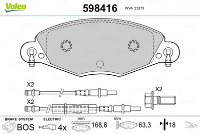 VALEO 598416 On Fren Balatası (Tk) C5 2,2 Hdı / 3,0ı V6 00 425289