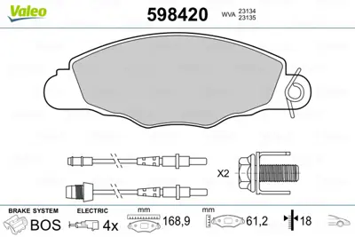 VALEO 598420 On Fren Balatası Xantıa Xm P406 90>99 425301