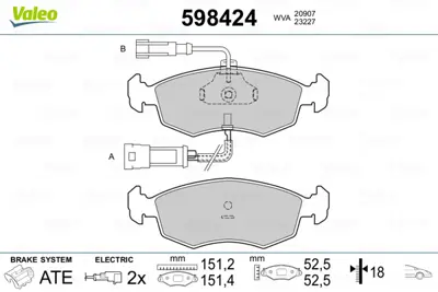 VALEO 598424 On Fren Balatası Palıo Albea Sıena 99> Doblo 00> (Fıslı) 9947954